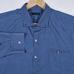 Zachary Prell Button Down Shirt Mens XL Blue Geometric Print Long Sleeve Casual
